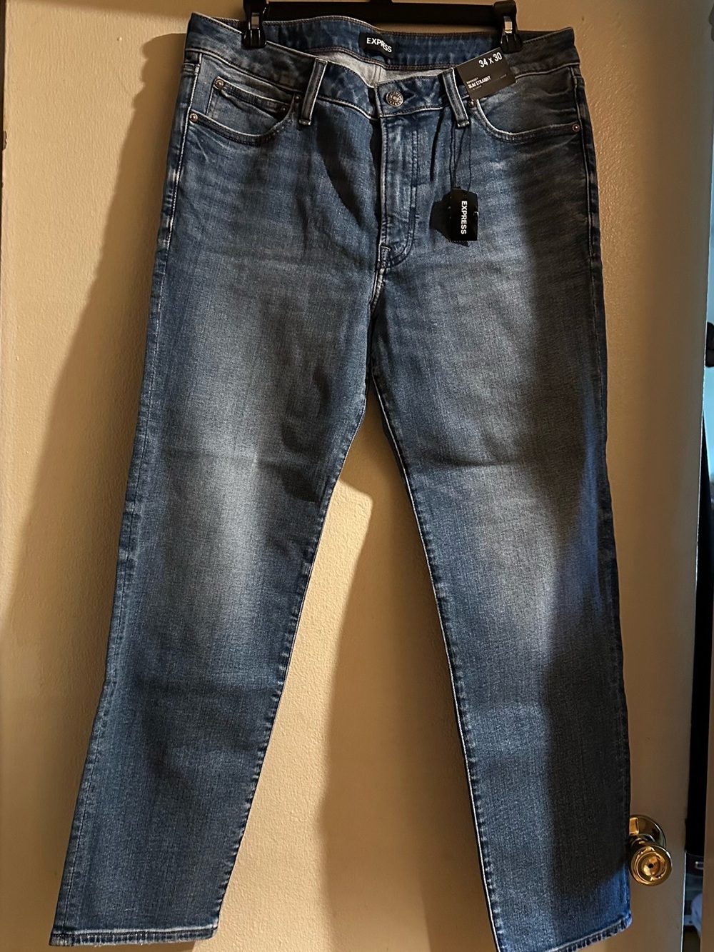 Express Men’s Dark Blue Slim Straight Jeans